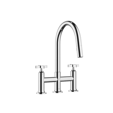 DORNBRACHT Vaia - 240 mm Çıkışlı / 3 Delikli Köprü Tipi / Çekmeli ve Spreyli Evye Bataryası