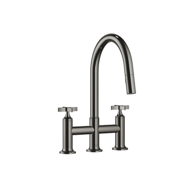 DORNBRACHT Vaia - 240 mm Çıkışlı / 3 Delikli Köprü Tipi / Çekmeli ve Spreyli Evye Bataryası