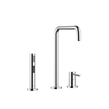 DORNBRACHT Meta Square - 235 mm Çıkışlı / İki Delikli / Yıkama Spreyli Evye Bataryası