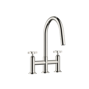 DORNBRACHT Vaia - 240 mm Çıkışlı / 3 Delikli Köprü Tipi / Çekmeli ve Spreyli Evye Bataryası