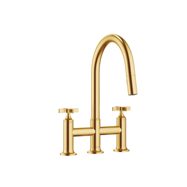DORNBRACHT Vaia - 240 mm Çıkışlı / 3 Delikli Köprü Tipi / Çekmeli ve Spreyli Evye Bataryası